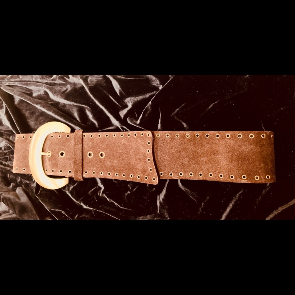 Brown suede Cole Hann wide belt - Picture 2 of 3